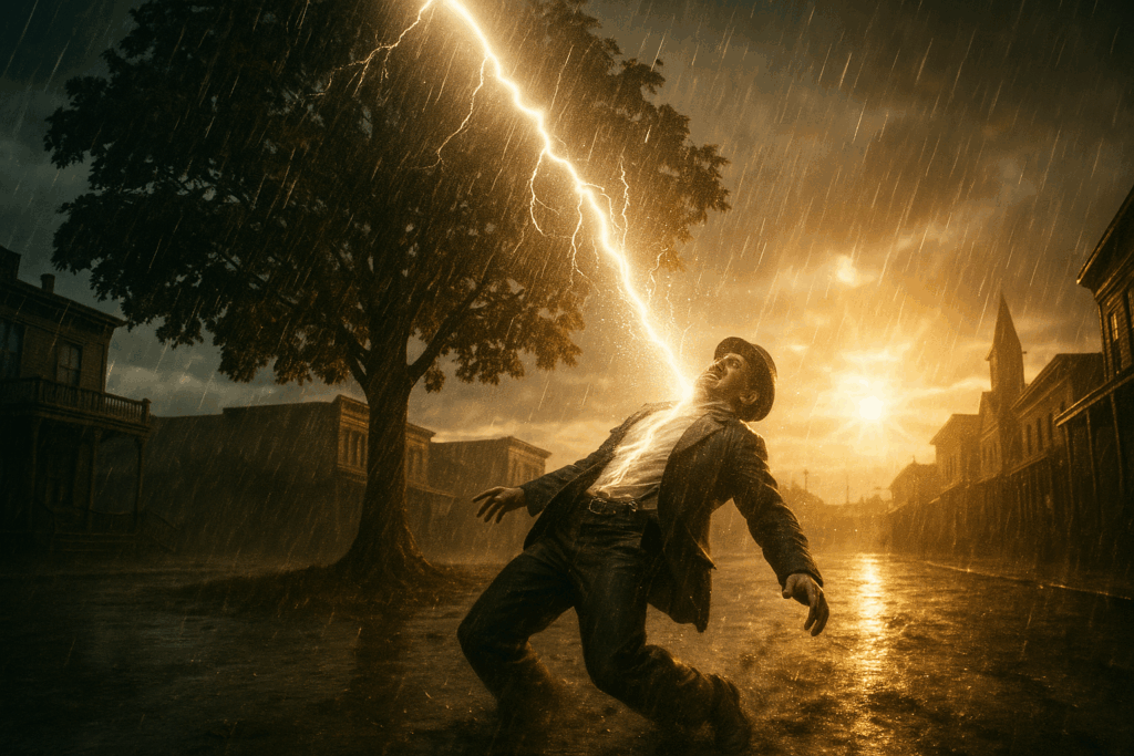 Эббот Паркер поражён молнией под деревом в американском городке (Abbott Parker Struck by Lightning Under a Tree in a Small American Town)