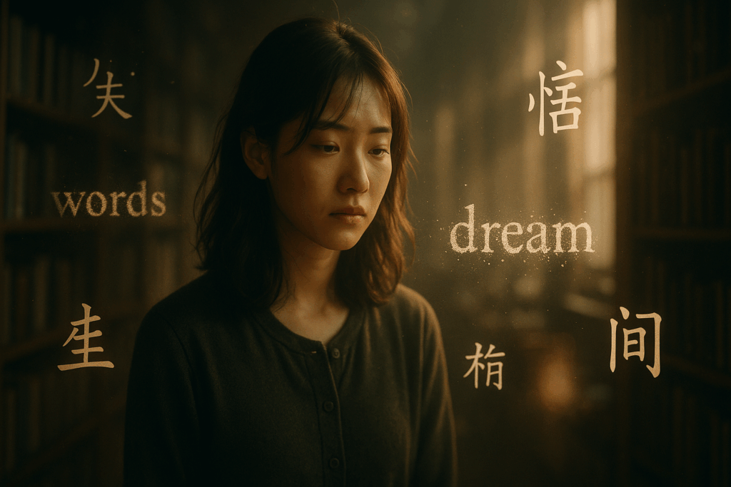 Английские слова исчезают в воздухе, остаются китайские иероглифы (English Words Fade Into Air, Chinese Characters Remain)