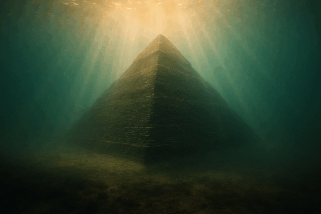Свет проникает сквозь воду на каменную пирамиду (Light Breaking Through to a Sunken Pyramid)