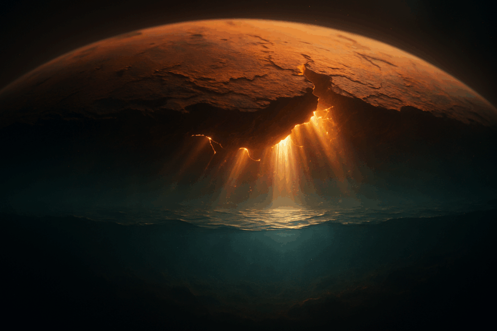 Подземный океан под поверхностью Марса в разрезе (Underground Ocean Beneath Martian Surface Revealed in Cutaway View)