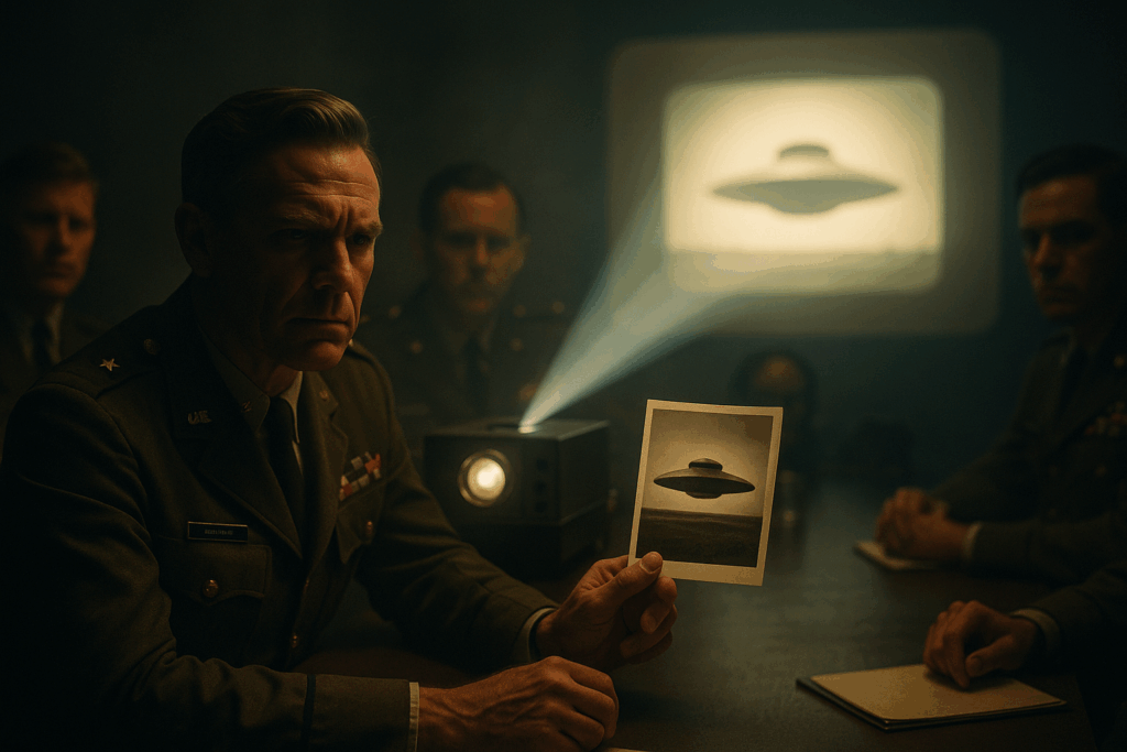 Офицеры получают поддельное фото НЛО на инструктаже (Officers Receive Fake Saucer Photo During Briefing)