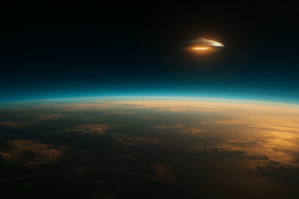 НЛО сканирует озоновый слой Земли из стратосферы (UFO Scans Earth's Ozone Layer from Stratosphere)