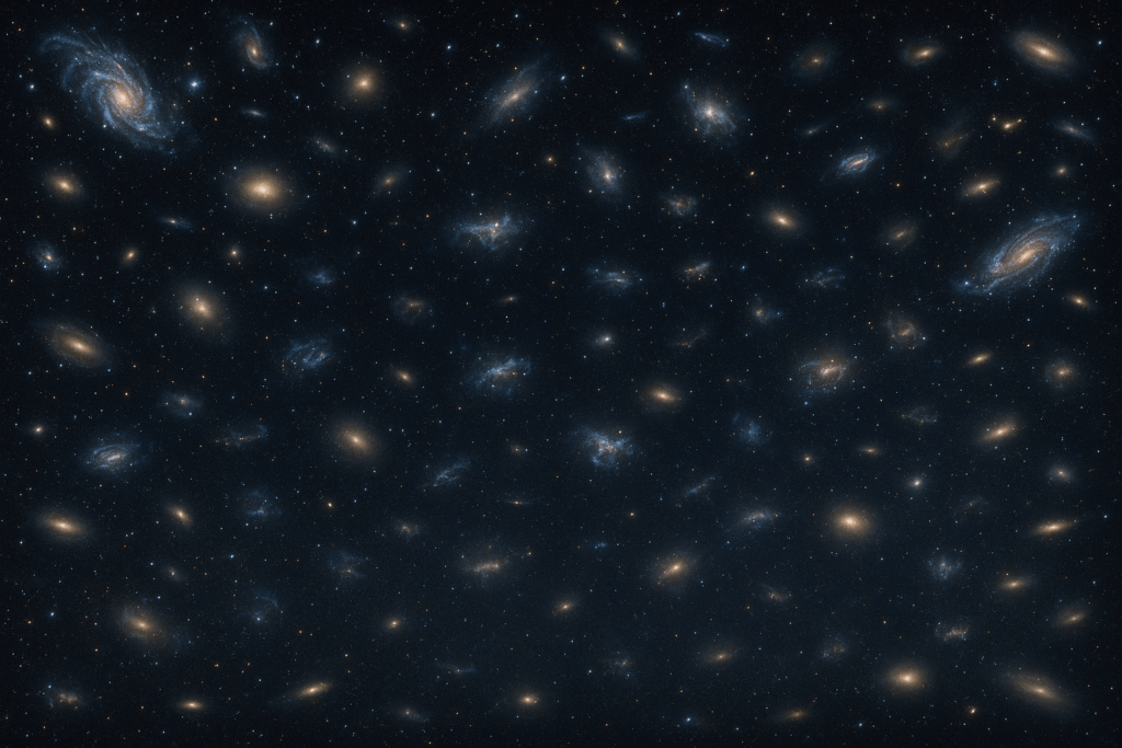 Изображение 100 галактик Млечного Пути в глубоком космосе (Image of 100 Milky Way Galaxies in Deep Space)