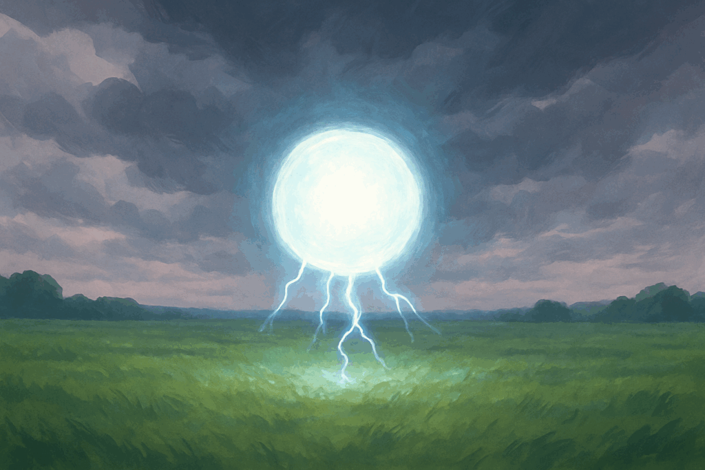 Шаровая молния над зелёным полем (Ball Lightning Hovering Above a Green Field)