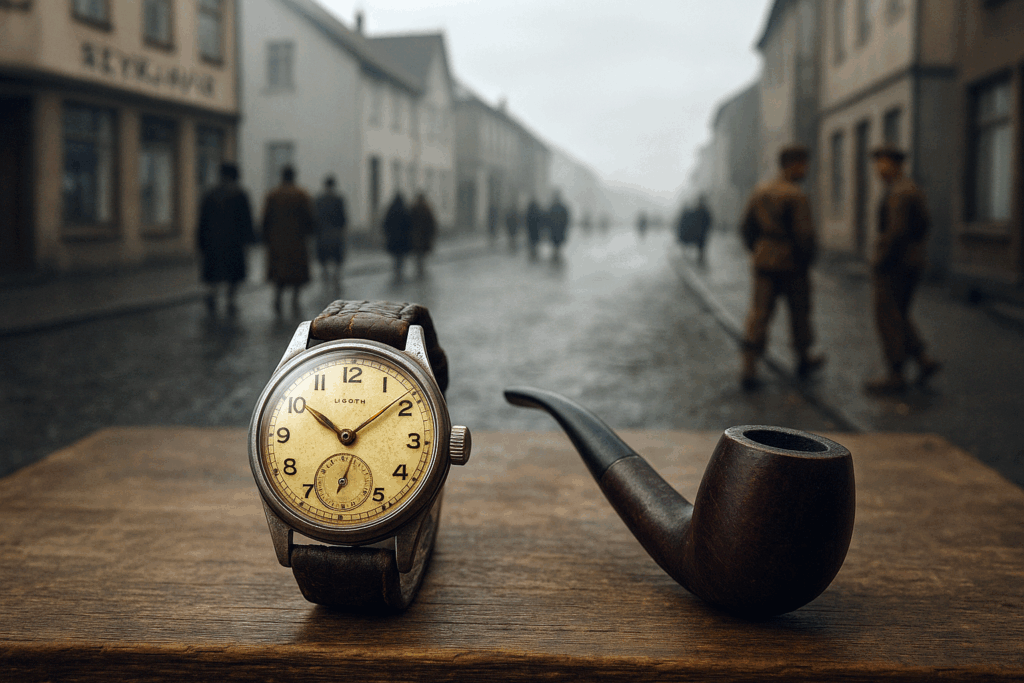 Винтажные часы 1940-х годов и курительная трубка (Vintage 1940s Watch and Smoking Pipe)