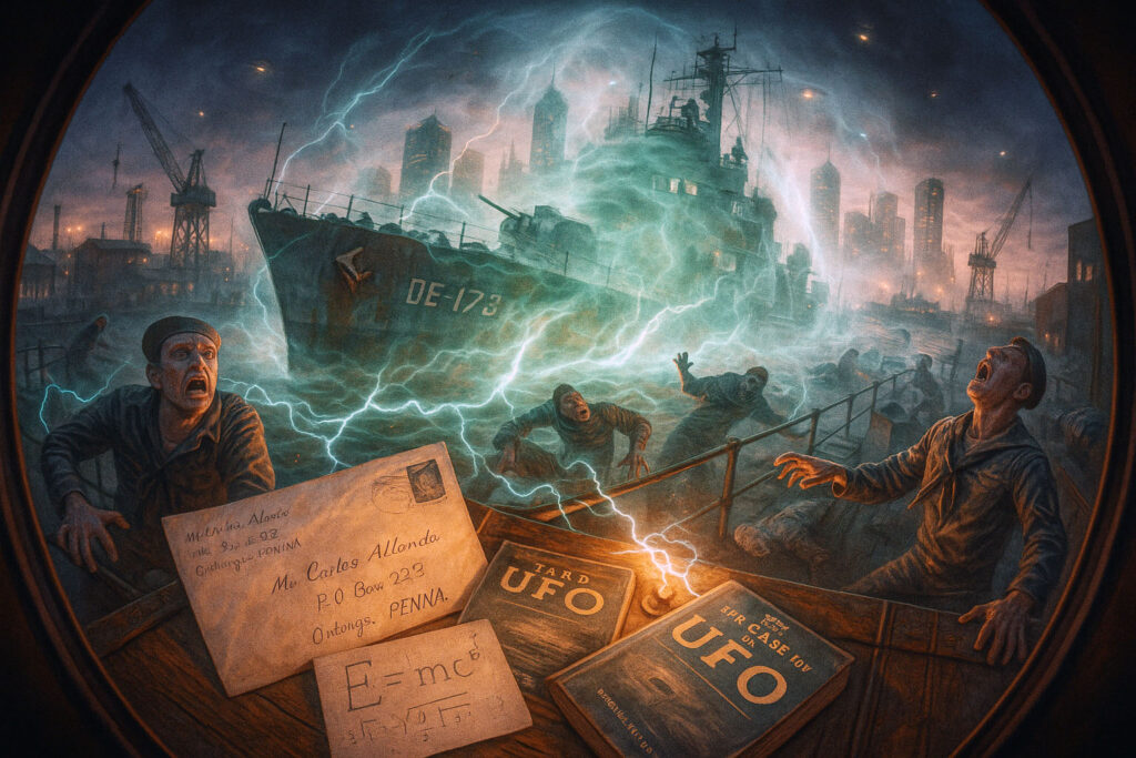 USS Eldridge в зелёном тумане: телепортация, страдающий экипаж, Эйнштейн и UFO в гиперреализме (USS Eldridge in Green Fog: Teleportation, Crew, Einstein and UFO in Hyperrealism)